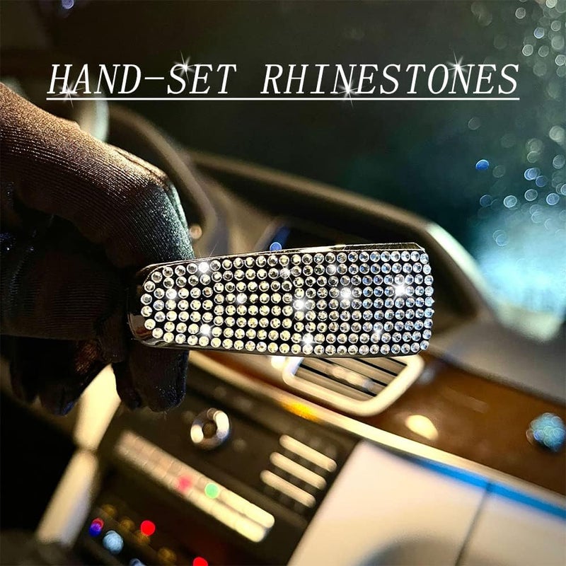 Turcee Set of 2 Bling Rhinestone Car Sun Visor Glasses Holders with Anti-Scratch Sponge,Car Decoration for Women Girls,Ticket Card Clip Visor Organizer,Universal Rhinestone Auto Accessories (Silver-2pcs) - Image 5